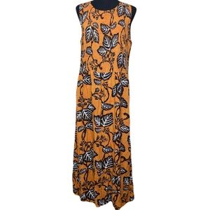 Fat Face Anna Vine Floral Midi Dress Orange & Black Women’s USA 12